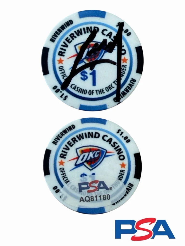 Jared McCain Signed Riverwind Casino $1 Chip PSA AUTO OKLAHOMA CITY THUNDER
