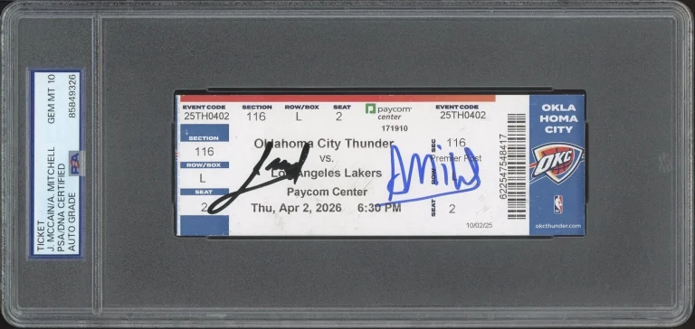 Jared McCain & Ajay Mitchell Signed Ticket Stub 4/2/2026 PSA 10 AUTO OKC THUNDER