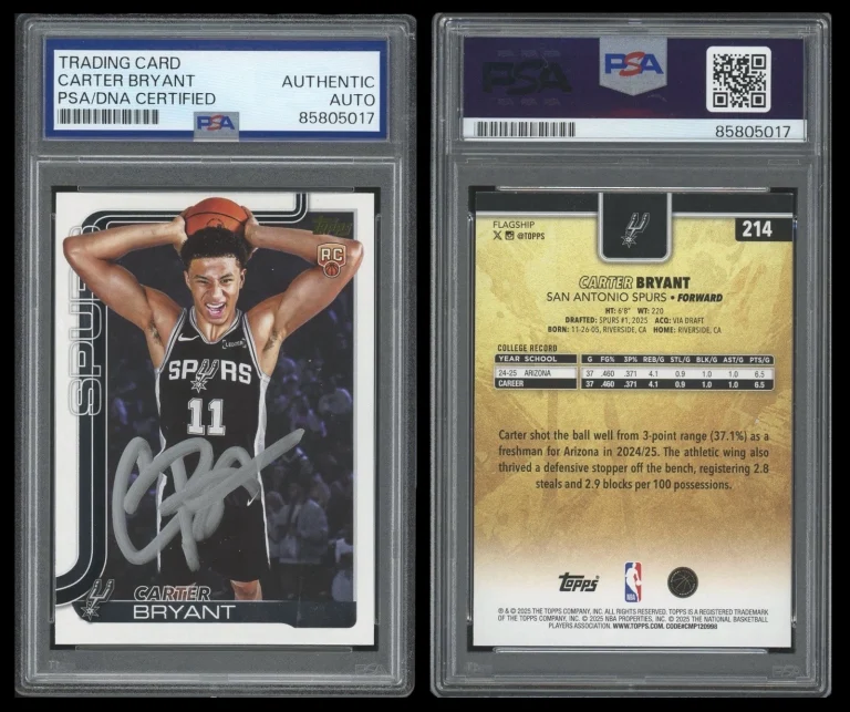 2025 Topps NBA #214 Carter Bryant Signed Golden Mirror Rookie SSP PSA AUTO RC