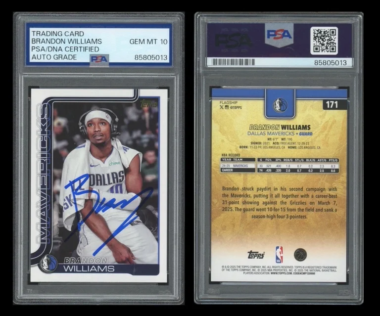 2025 Topps NBA #171 Brandon Williams Signed Golden Mirror SSP PSA/DNA AUTO 10