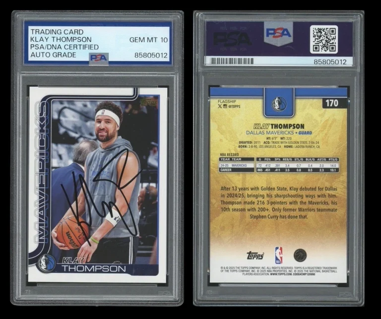 2025 Topps NBA #170 Klay Thompson Signed Golden Mirror SSP Card PSA/DNA AUTO 10