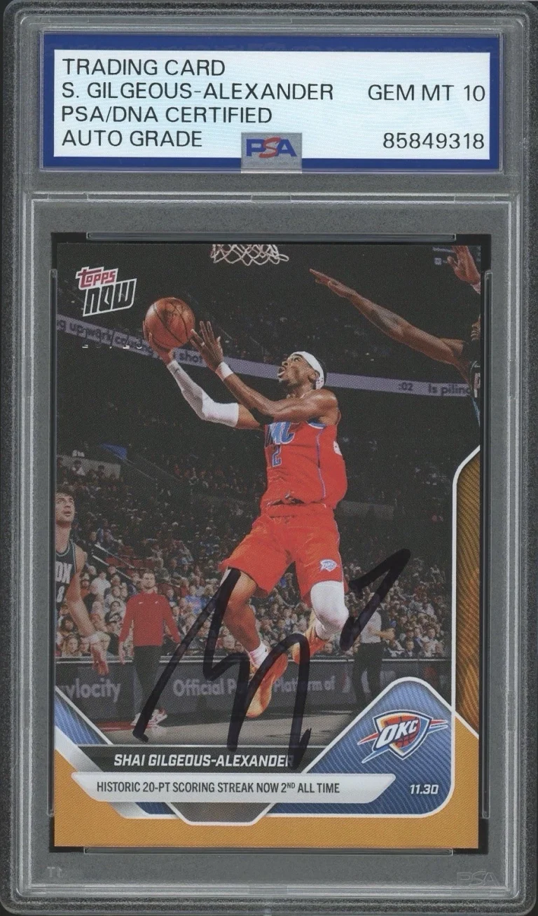 2025 Topps Now NBA #69 Shai Gilgeous-Alexander Orange Foil /25 PSA/DNA AUTO 10