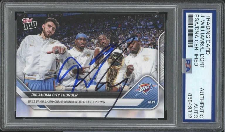 2025 Topps Now #2 Jalen Williams & Luguentz Dort NBA CHAMPIONS Card PSA/DNA AUTO