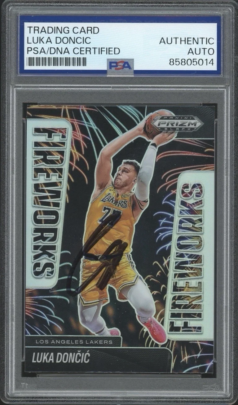 2024-25 Panini Prizm Black #10 Luka Doncic Signed Silver Fireworks PSA/DNA AUTO