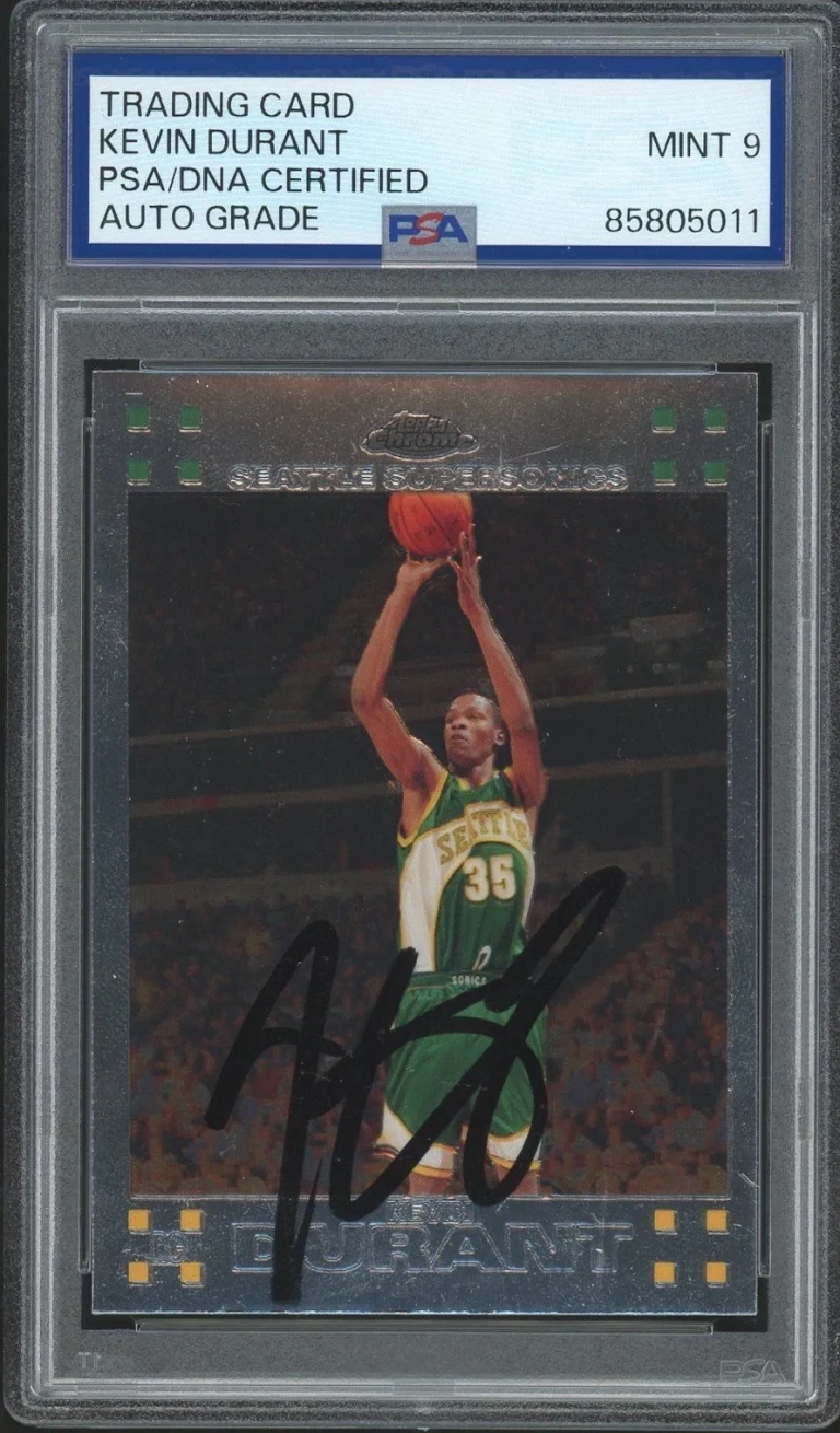 2007-08 Topps Chrome #131 Kevin Durant Signed Rookie Card PSA/DNA AUTO 9 RC