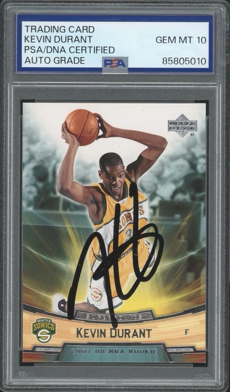 2007-08 Upper Deck NBA #11 Kevin Durant Signed Rookie Card PSA/DNA AUTO 10 RC