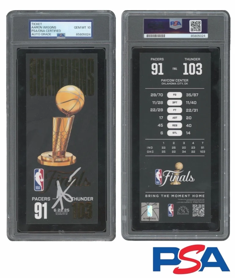 Aaron Wiggins Signed 2025 NBA FINALS CHAMPIONS Ticket PSA 10 AUTO OKC THUNDER
