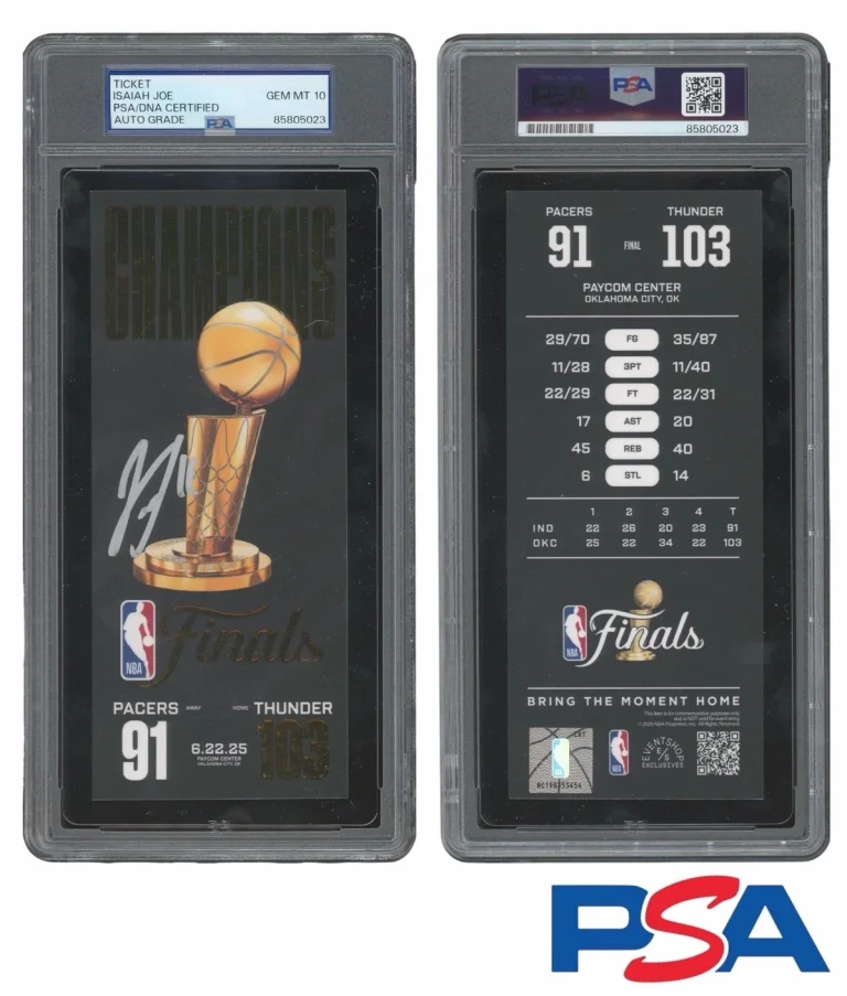 Isaiah Joe Signed 2025 NBA FINALS CHAMPIONS Ticket PSA 10 AUTO OKC THUNDER