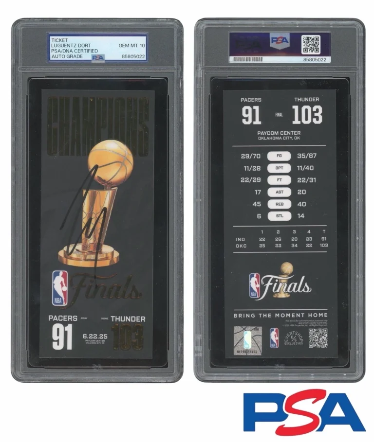 Luguentz Lu Dort Signed 2025 NBA FINALS CHAMPIONS Ticket PSA 10 AUTO OKC THUNDER