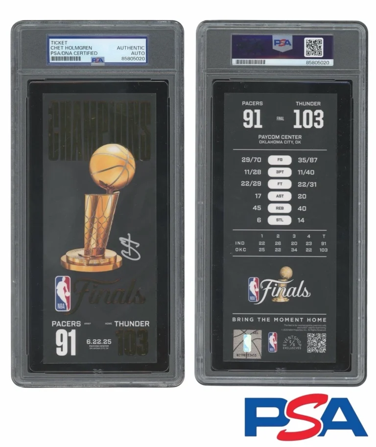 Chet Holmgren Signed 2025 NBA FINALS CHAMPIONS Ticket PSA/DNA AUTO OKC THUNDER