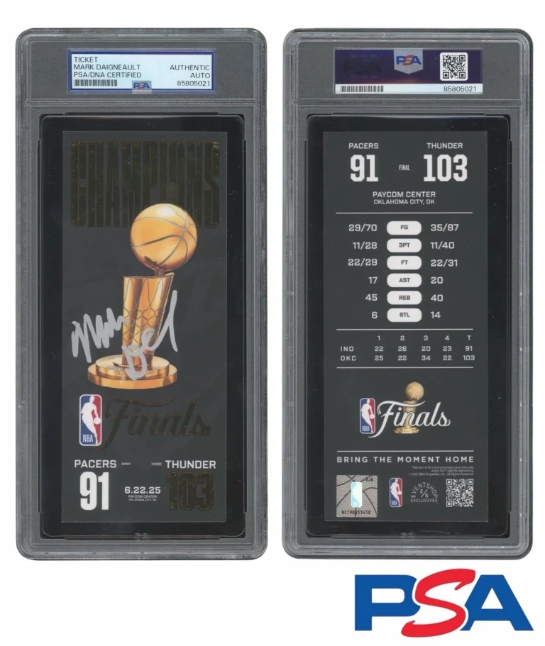 Mark Daigneault Signed 2025 NBA FINALS CHAMPIONS Ticket PSA AUTO OKC THUNDER