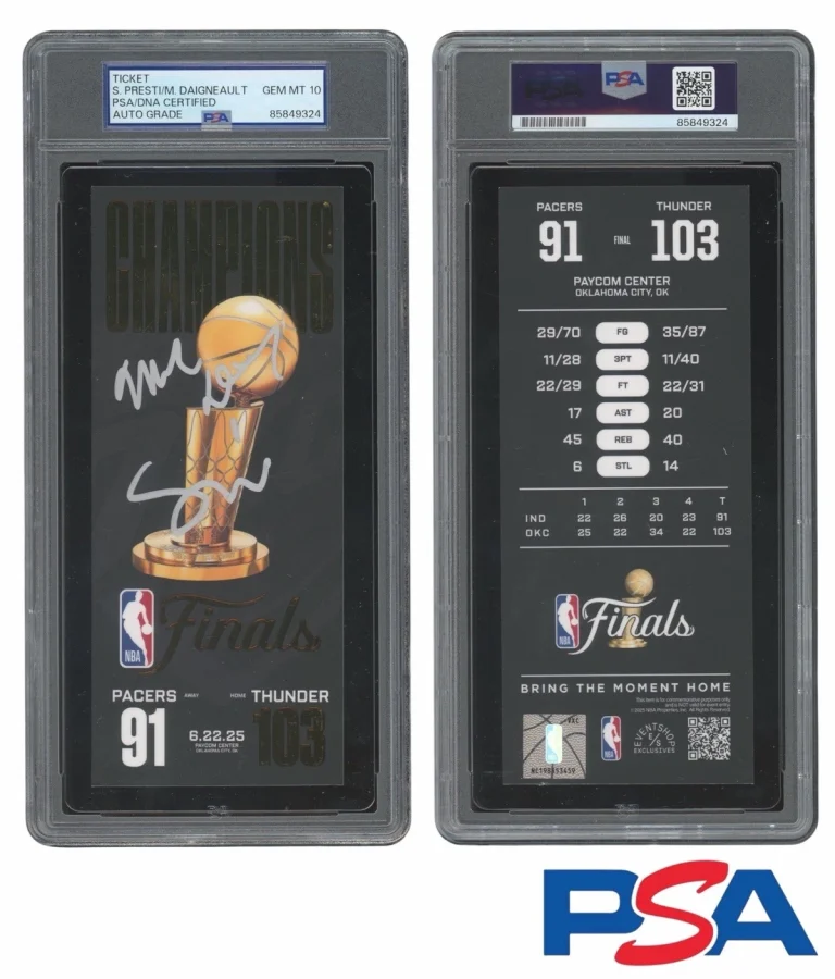 Sam Presti & Mark Daigneault Signed NBA 2025 CHAMPION Ticket PSA 10 AUTO THUNDER