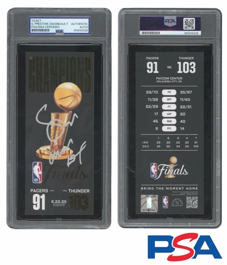 Sam Presti & Mark Daigneault Signed NBA 2025 CHAMPIONS Ticket PSA AUTO THUNDER
