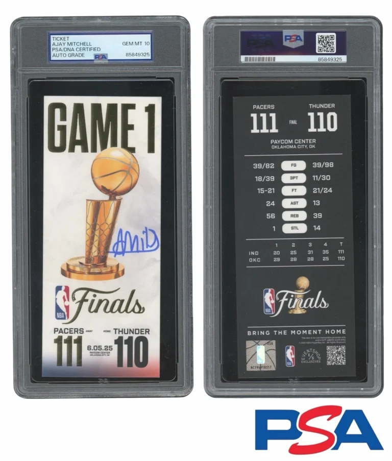 Ajay Mitchell Signed 2025 NBA FINALS DEBUT GAME 1 Ticket PSA 10 AUTO OKC THUNDER