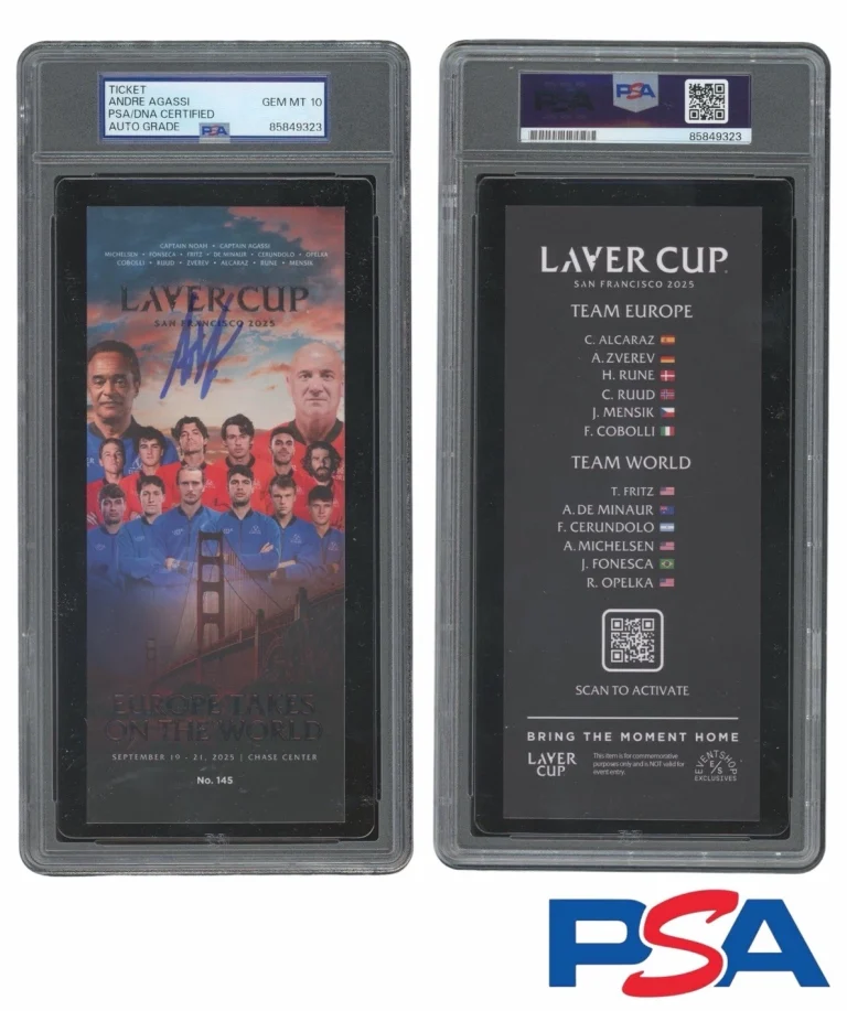 Andre Agassi Signed 2025 San Francisco Laver Cup Tennis Ticket Stub PSA 10 AUTO