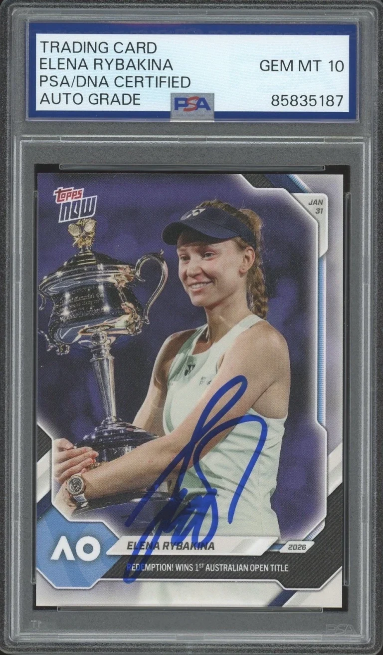 2026 Topps Now Tennis Elena Rybakina Signed Australian Open Champion PSA AUTO 10