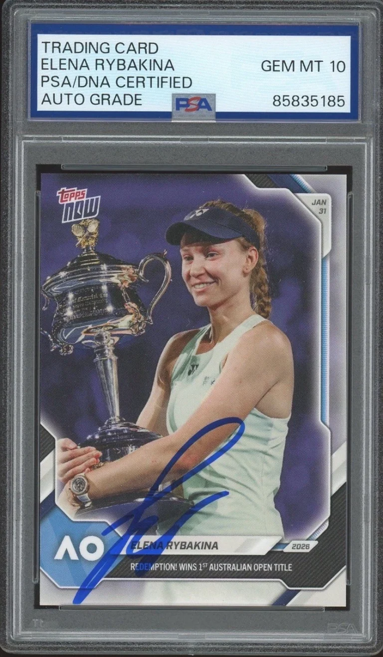 2026 Topps Now Tennis Elena Rybakina Signed Australian Open Champion PSA AUTO 10