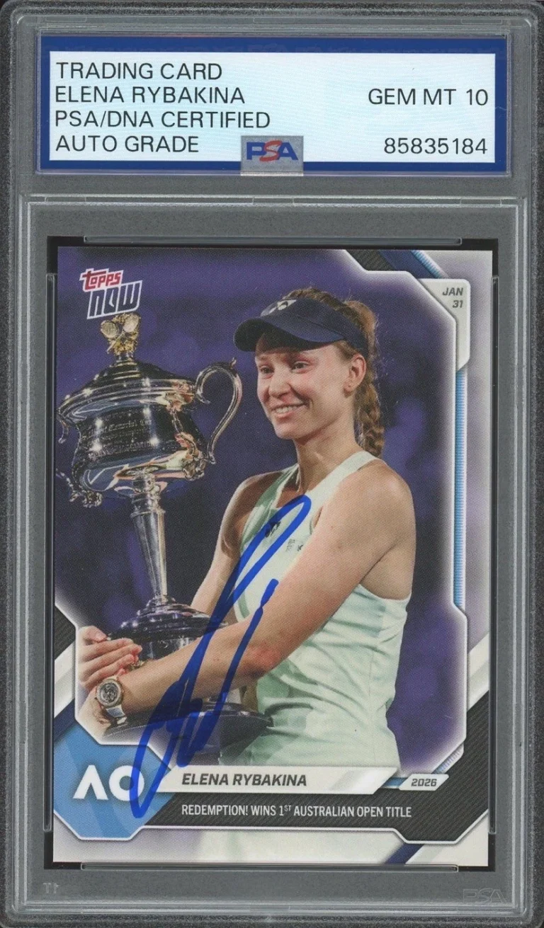 2026 Topps Now Tennis Elena Rybakina Signed Australian Open Champion PSA AUTO 10