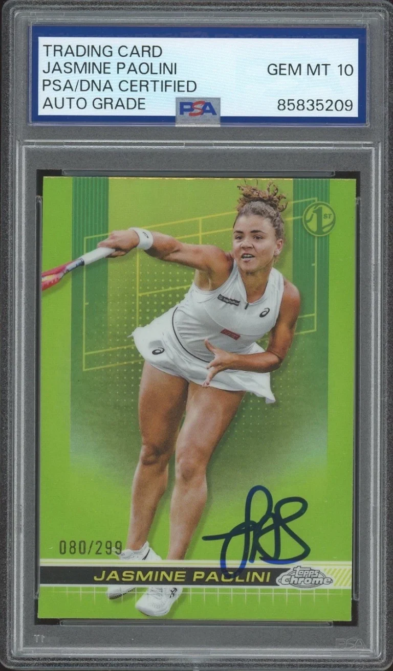 2024 Topps Chrome #192 Jasmine Paolini Lime Green Refractor /299 PSA AUTO 10 RC