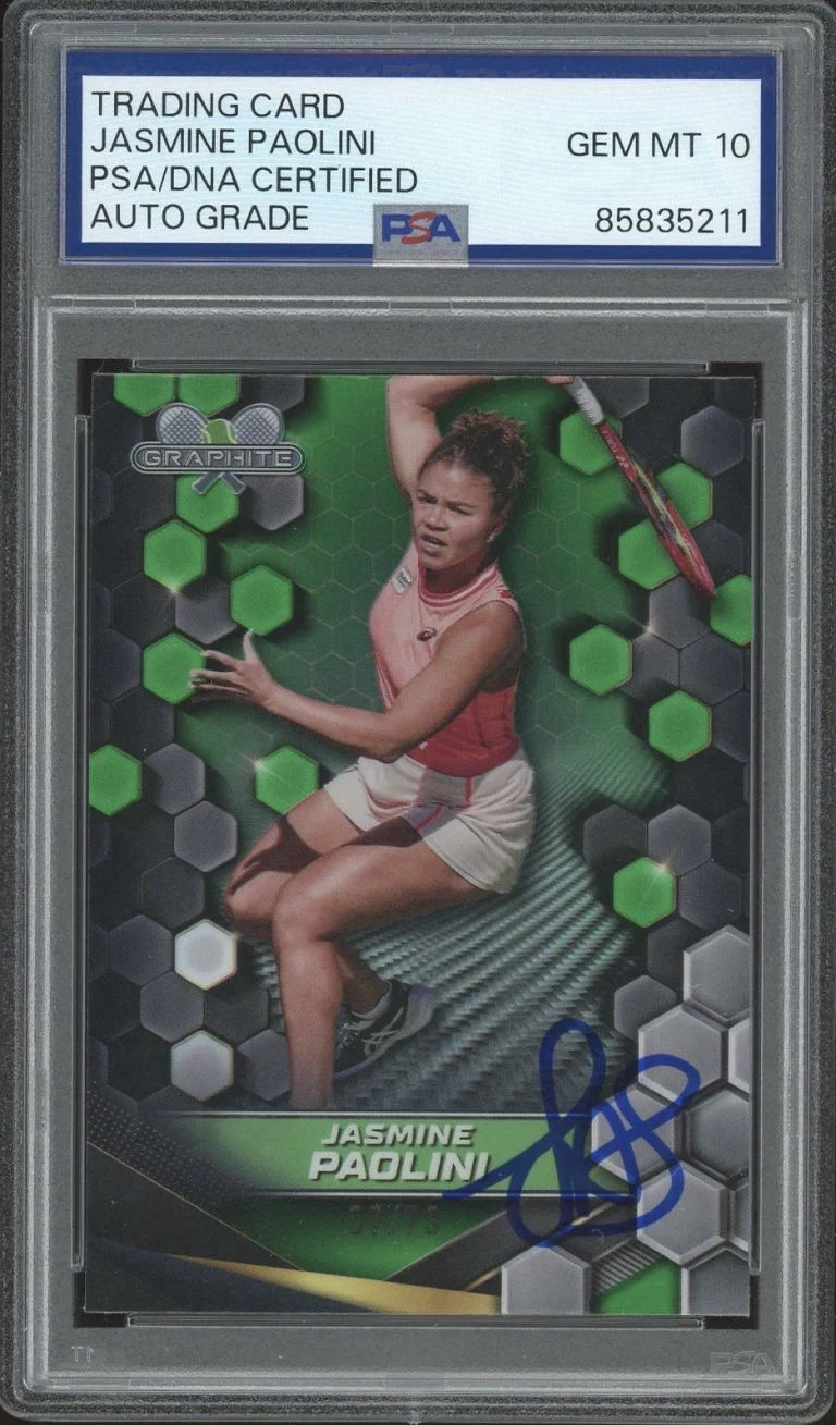2024 Topps Graphite #43 Jasmine Paolini Rookie Green Refractor /75 PSA AUTO 10