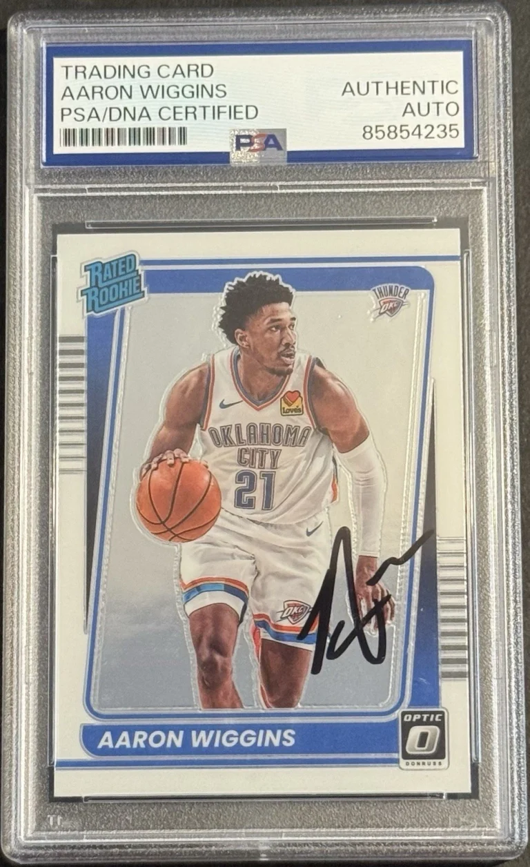 Aaron Wiggins Signed 2021-22 Optic Rookie Card PSA/DNA Slabbed Thunder