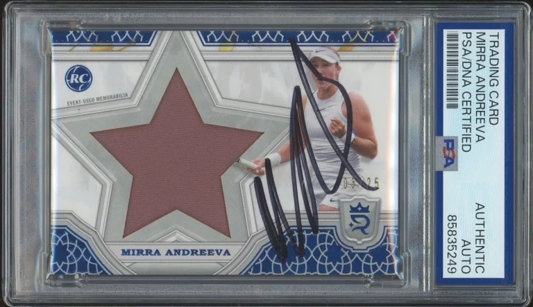 2024 Topps Royalty Tennis Mirra Andreeva Rookie Star Relics Blue /25 PSA AUTO RC