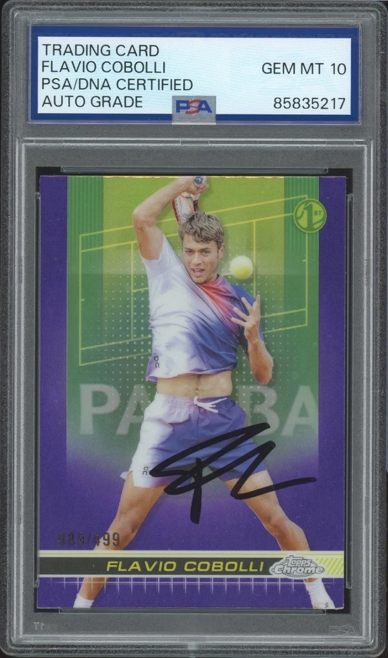 2024 Topps Chrome #196 Flavio Cobolli Signed Purple Refractor /499 PSA AUTO 10