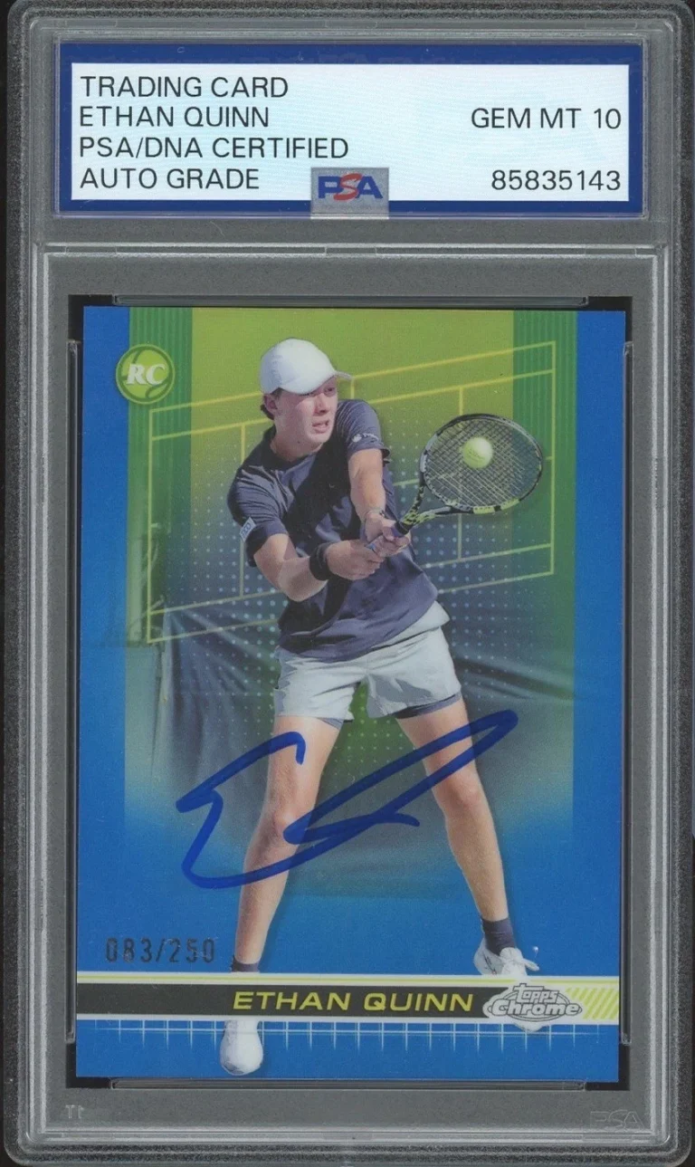 2024 Topps Chrome #195 Ethan Quinn Signed Blue Refractor Rookie /250 PSA AUTO 10