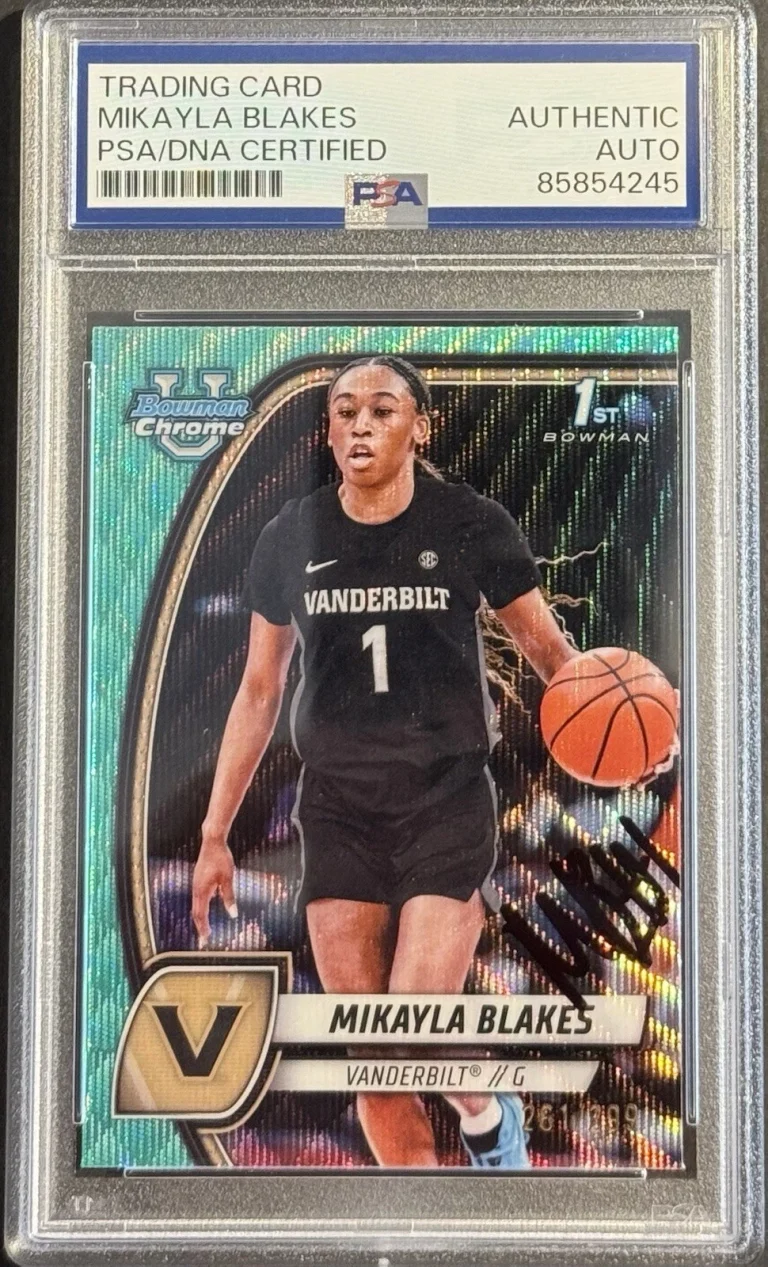 Mikayla Blakes Signed 2025 Bowman Chrome U Rookie Card PSA/DNA Slabbed Vandy