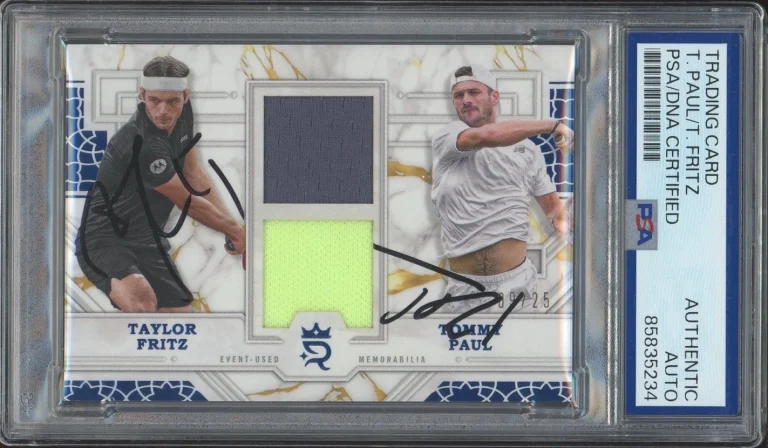 2024 Topps Royalty Taylor Fritz & Tommy Paul Tennis Blue Relic /25 PSA/DNA AUTO