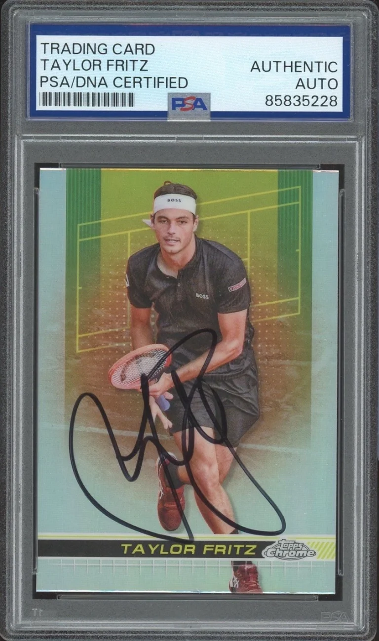 2024 Topps Chrome Tennis #82 Taylor Fritz Signed Refractor Card PSA/DNA AUTO