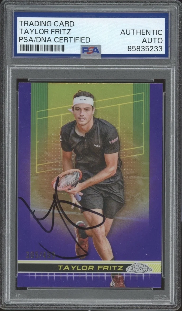 2024 Topps Chrome Tennis #82 Taylor Fritz Signed Purple Refractor /499 PSA AUTO