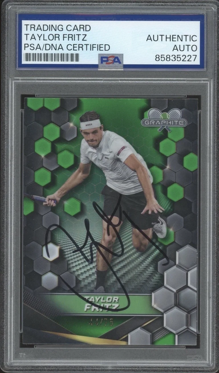 2024 Topps Graphite Tennis #144 Taylor Fritz Signed Green Refractor /75 PSA AUTO