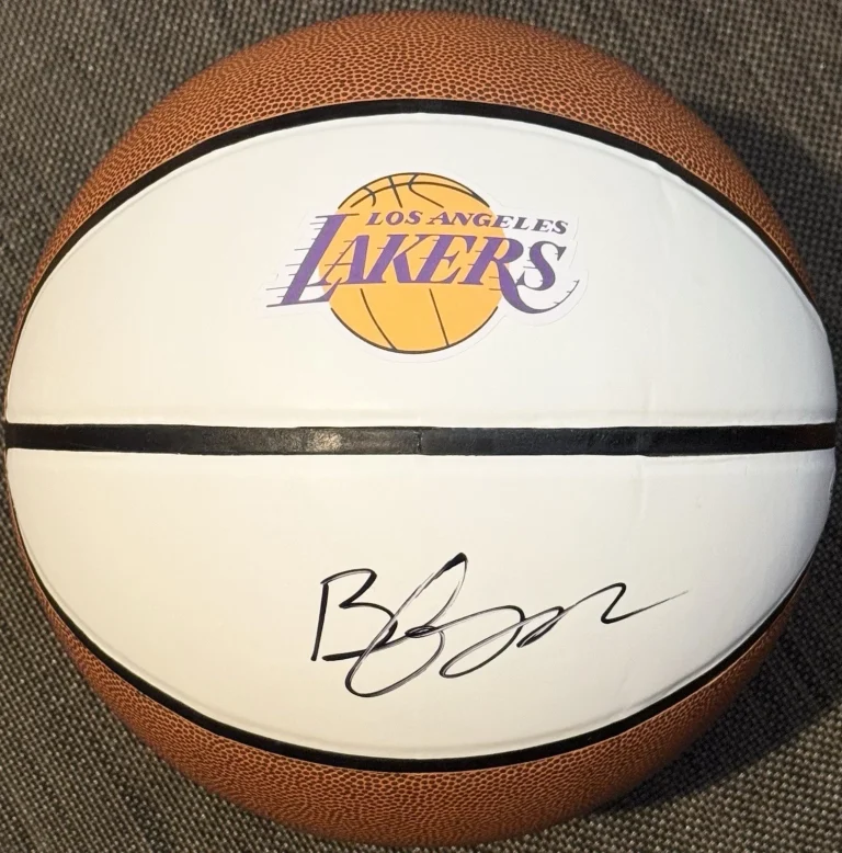 Bronny James Jr Signed Autographed Los Angeles Lakers Logo Basketball JSA COA