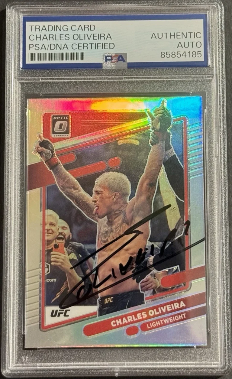 Charles Oliveira Signed Auto 2022 Donruss Optic Silver UFC Card PSA/DNA Slabbed