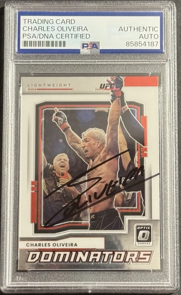 Charles Oliveira Signed Auto 2022 Donruss Optic Dominators UFC Card PSA/DNA Slab