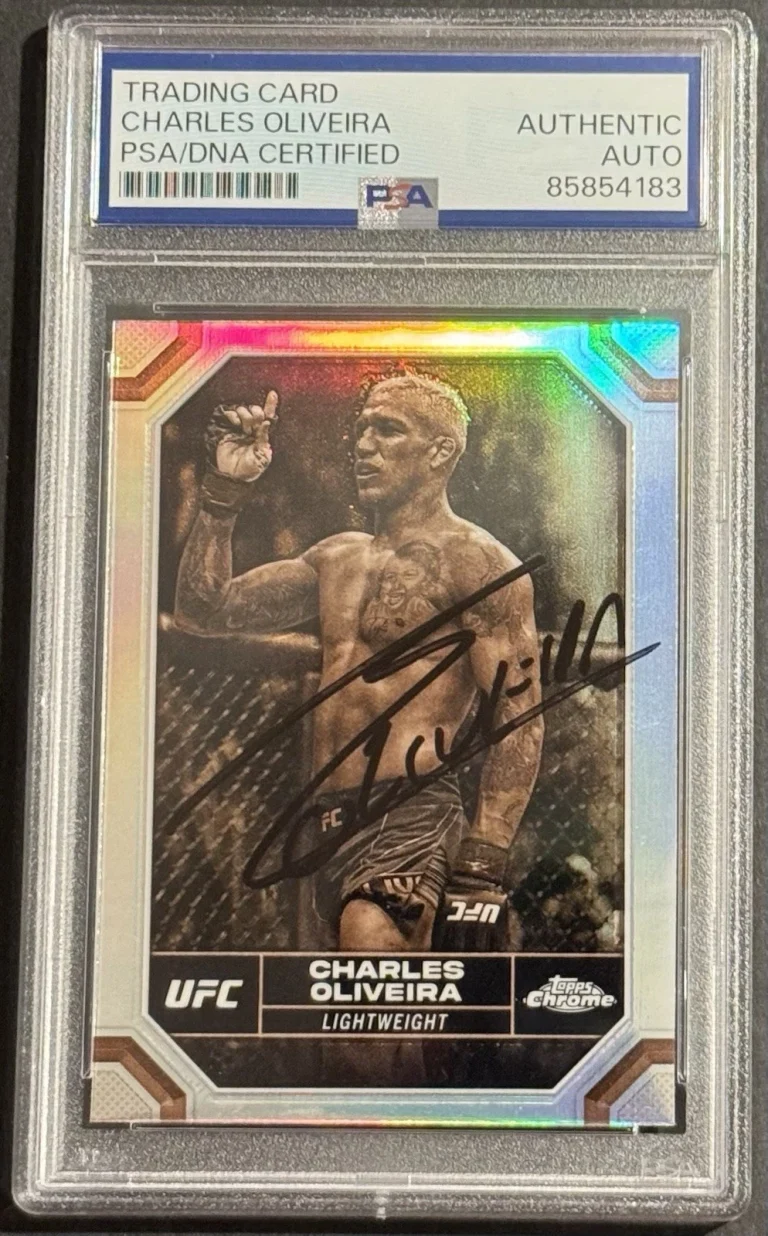 Charles Oliveira Signed Auto 2024 Topps Chrome Sepia UFC Card PSA/DNA Slab
