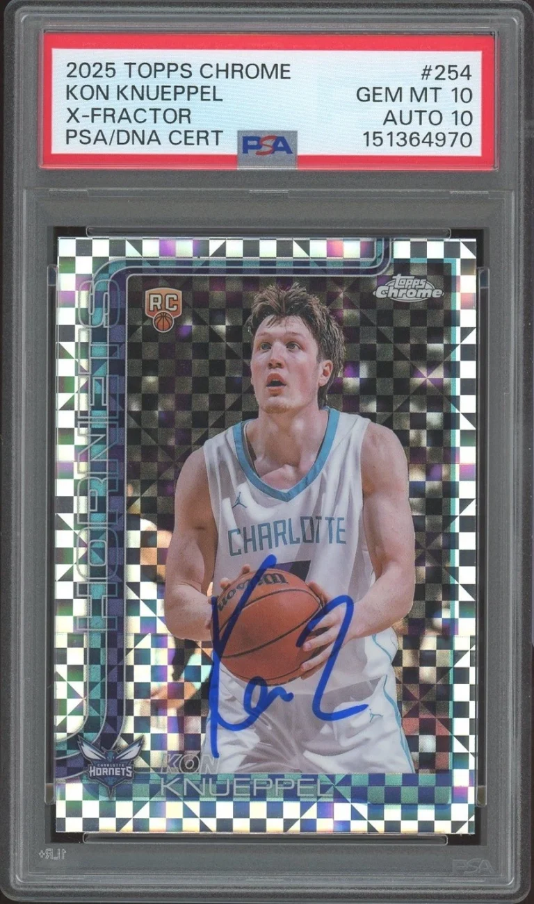 2025 Topps Chrome #254 Kon Knueppel Signed X-Fractor Rookie Card PSA 10/AUTO 10