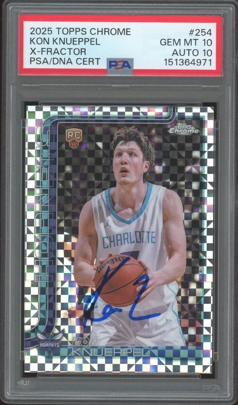 2025 Topps Chrome #254 Kon Knueppel Signed X-Fractor Rookie Card PSA 10/AUTO 10