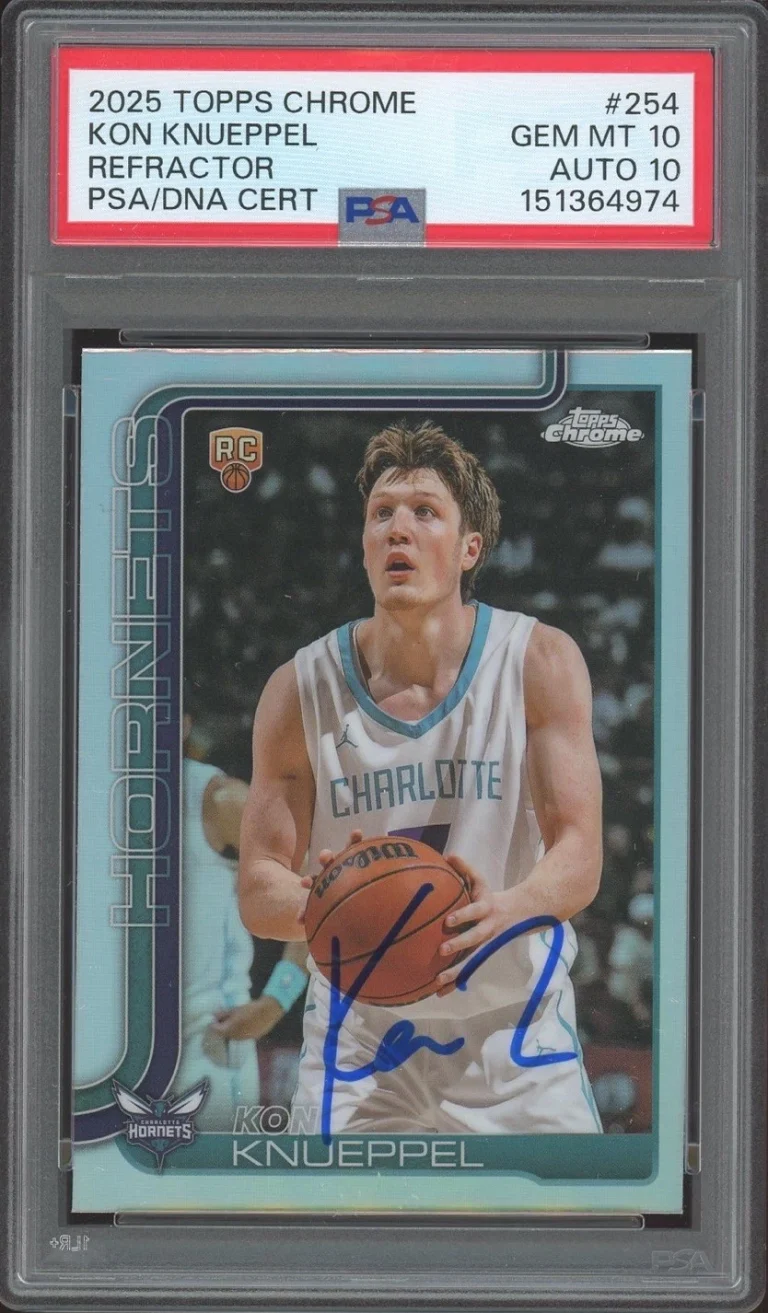 2025 Topps Chrome #254 Kon Knueppel Signed Refractor Rookie Card PSA 10/AUTO 10