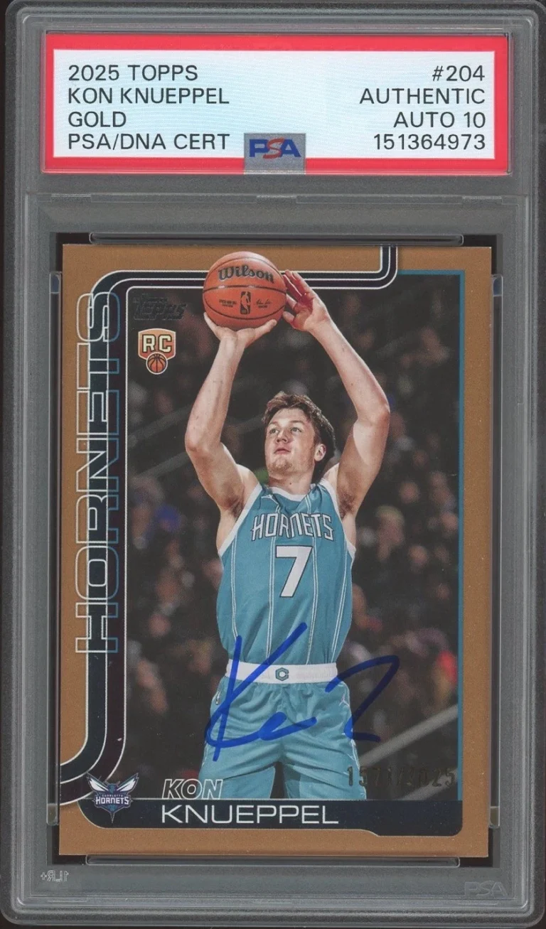 2025 Topps Flagship NBA #204 Kon Knueppel Gold Rookie /2025 PSA/DNA AUTO 10 RC