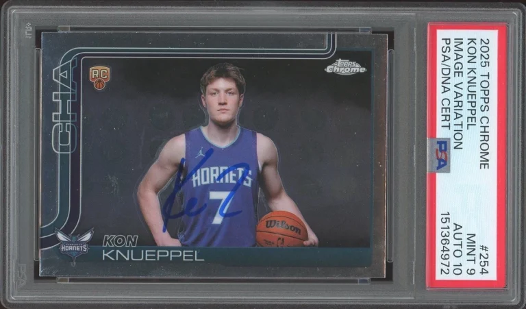 2025 Topps Chrome #254 Kon Knueppel Signed Image Variation Rookie PSA 9/AUTO 10