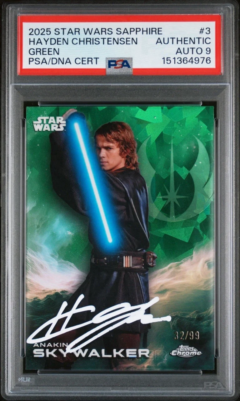 2025 Star Wars #3 Hayden Christensen Anakin Green Sapphire /99 PSA/DNA AUTO 9