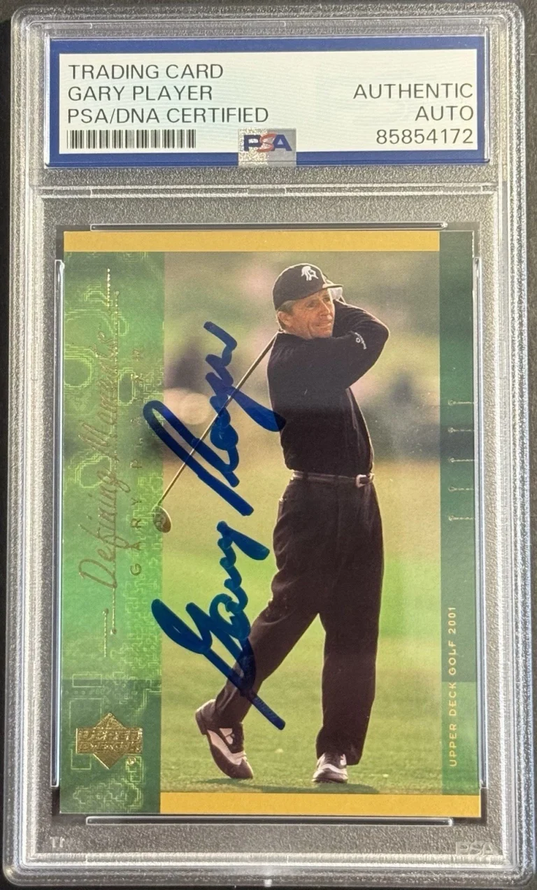 Gary Player Signed Auto 2001 Upper Deck Golf Defining Moments Card PSA/DNA Slab