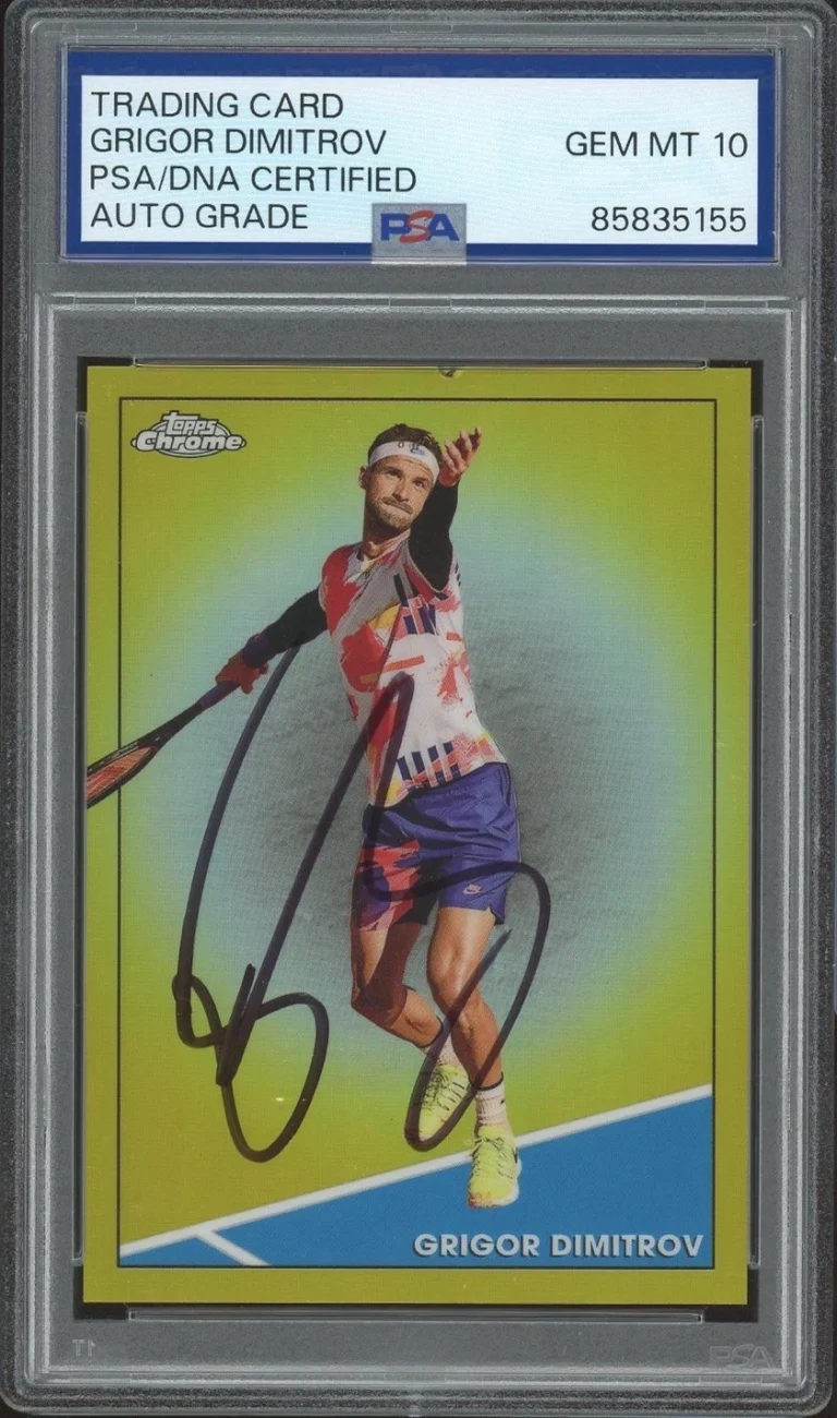2021 Topps Chrome Tennis #18 Grigor Dimitrov Signed Gold Ref /50 PSA/DNA AUTO 10