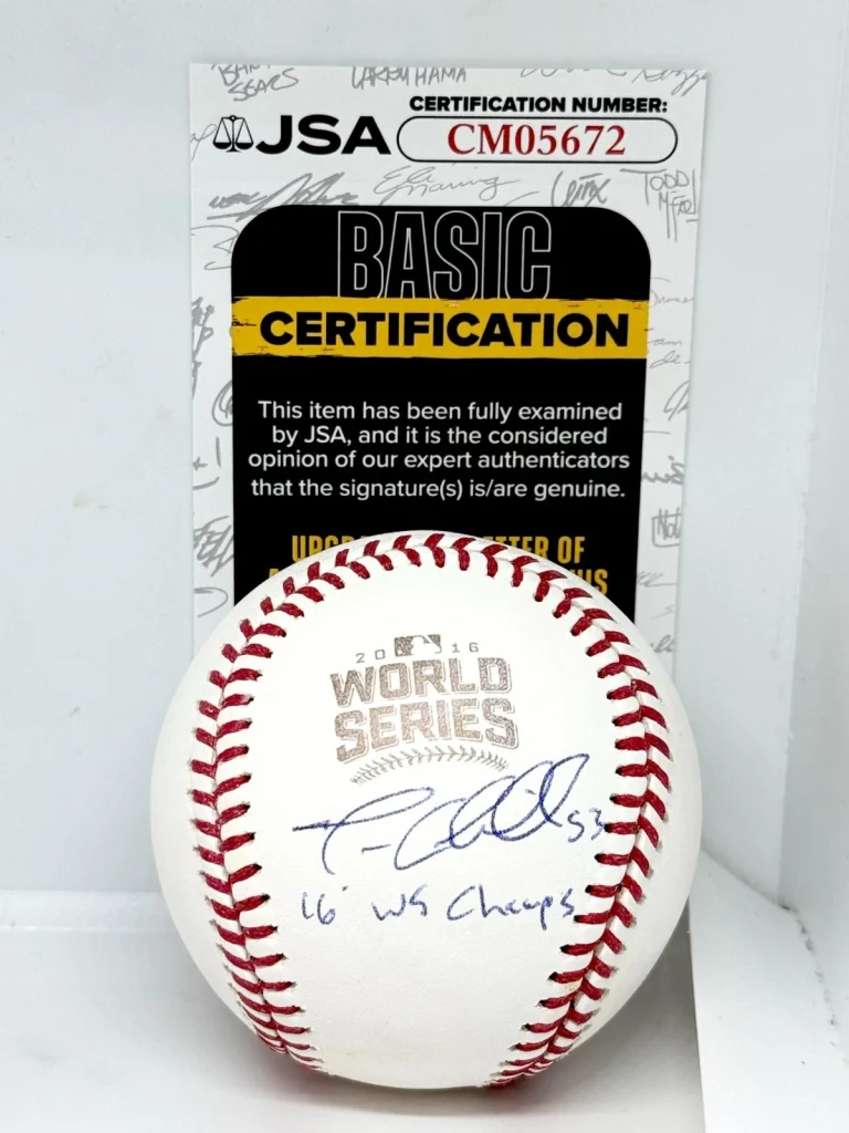 Trevor Cahill Chicago Cubs signed 2016 World Series Baseball Ball W/ Inscrip JSA