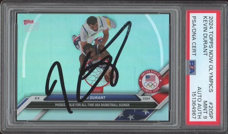 2024 Topps Now Olympics #20SP Kevin Durant Signed USA All-Time Scorer Auto PSA 9