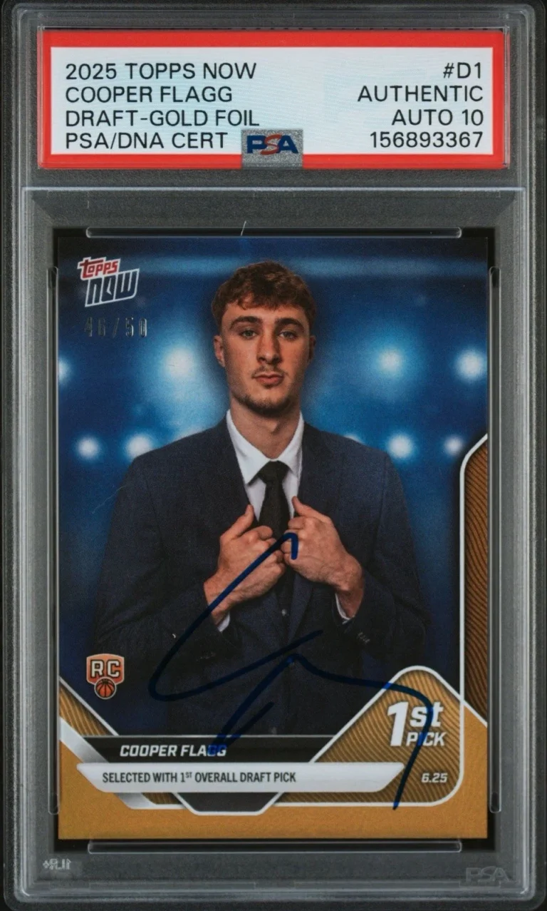 2025 Topps Now Cooper Flagg Signed NBA DRAFT #1 PICK Gold Foil /50 PSA AUTO 10