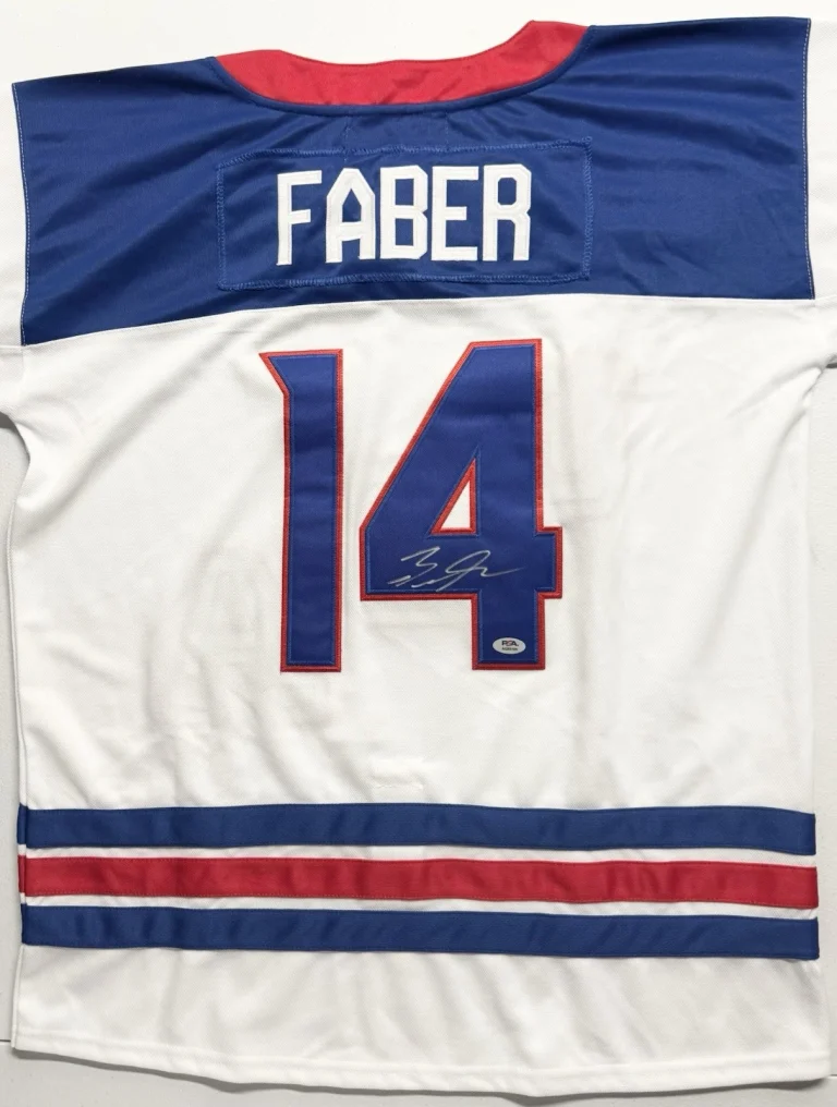 BROCK FABER SIGNED 2026 U.S. OLYMPIC JERSEY SIZE XL PSA/DNA COA  GOLD MEDAL