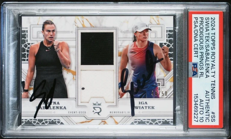 2024 Topps Royalty Tennis Aryna Sabalenka & Iga Swiatek Relic /50 PSA AUTO 10